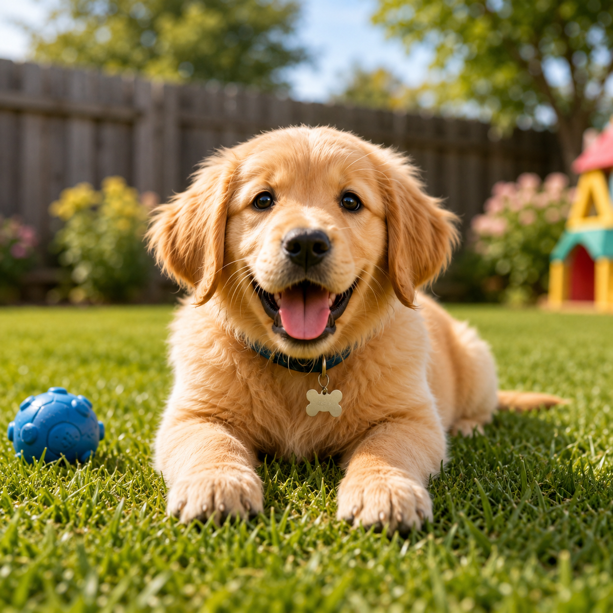 Dog poop removal quote San Fernando Valley with happy puppy in a clean yard